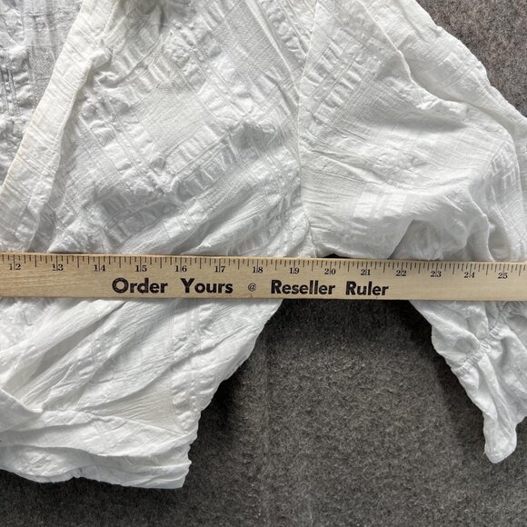 Anthropologie Shirt Womens Small White Textured Wrap Crop Blouse Top Boho - Picture 4 of 11